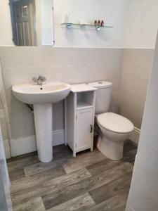 a bathroom with a sink and a toilet at Woodlands Lodge Hotel in Bartley