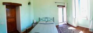 a bedroom with a bed in the corner of a room at Villa Mazza al Vesuvio in Torre del Greco