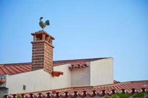 um pássaro no topo de uma chaminé no telhado em Casa Recanto da Horta - Casas com EnCanto em Reguengos de Monsaraz