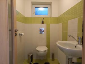 a bathroom with a toilet and a sink at apartmány LUHA in Luhačovice