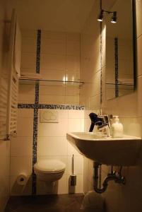 bagno con lavandino e servizi igienici di B&B Roudenhaff a Echternach