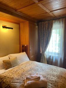 a bedroom with a large bed and a window at Les Neiges D'Antan in Breuil-Cervinia