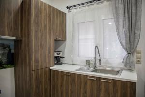 a kitchen with a sink and a window at BILLYS HOUSE in Tríkala