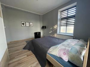 - une chambre avec un lit et une fenêtre dans l'établissement Apartamenty Trzciana, à Rzeszów