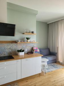 Eldhús eða eldhúskrókur á Elegancki Apartament