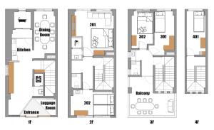 een plattegrond van een huis bij Good Neighbors in Kanazawa