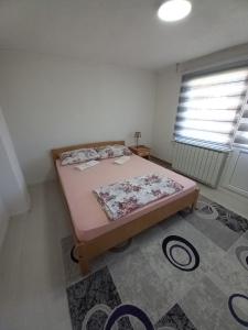 ein Schlafzimmer mit einem Bett in einem Zimmer mit einem Fenster in der Unterkunft Apartment Maida in Dubrave Gornje