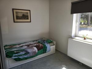 1 dormitorio con 1 cama junto a una ventana en Vakantiehuis Mastdreef, en Breda