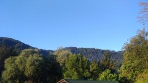 Blick auf einen Berg von einem Haus in der Unterkunft Apartma Lara in Bled