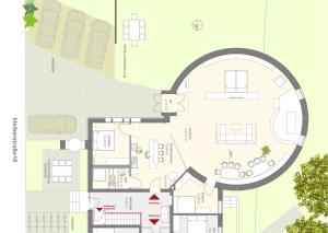 Plano de dreamcation - Ehemalige Kirche & Souterrain Wohnung, 3D-Tour, Terrasse, BBQ, Kamin