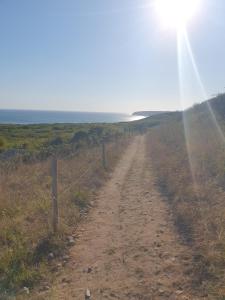 a dirt road in the middle of a field at Maison typique bretonne a 5 min de la plage a pied in Crozon