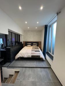 Tempat tidur dalam kamar di LE 46 : Superbe appartement jacuzzi