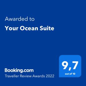 ใบรับรอง รางวัล เครื่องหมาย หรือเอกสารอื่น ๆ ที่จัดแสดงไว้ที่ Your Ocean Suite