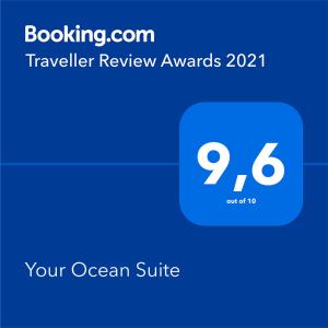 ใบรับรอง รางวัล เครื่องหมาย หรือเอกสารอื่น ๆ ที่จัดแสดงไว้ที่ Your Ocean Suite