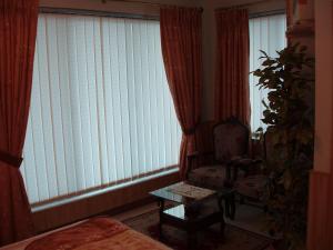 a living room with a chair and a window at European Complex in Bhurban