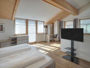 - une chambre avec un lit et une télévision à écran plat dans l'établissement Center Rooms & Apartments, à Mayrhofen