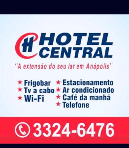 Сертификат, награда, табела или друг документ на показ в Hotel Central de Anápolis