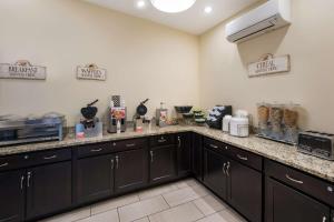 a kitchen with black cabinets and a counter top at SureStay Plus Hotel by Best Western Jasper in Jasper