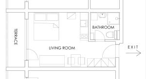 Floor plan ng William's apartments - fourth pretty studio