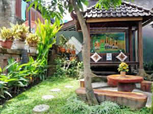 A garden outside Ngampilan Backpacker Hostel