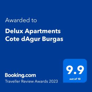 Sijil, anugerah, tanda atau dokumen lain yang dipamerkan di Delux Apartments Cote dAgur Burgas