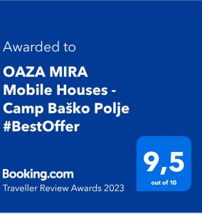 תמונה מהגלריה של OAZA MIRA Mobile Houses - Camp Baško Polje #BestOffer בבאשקה וודה