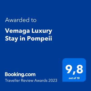 תעודה, פרס, שלט או מסמך אחר המוצג ב-Vemaga Luxury Stay in Pompeii