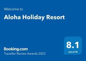 Certificat, premi, rètol o un altre document de Aloha Holiday Resort