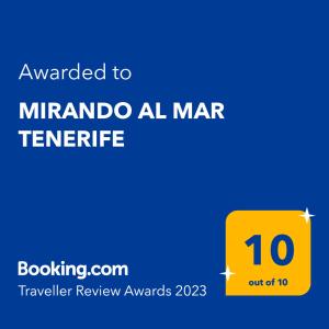 Сертифікат, нагорода, вивіска або інший документ, виставлений в MIRANDO AL MAR TENERIFE