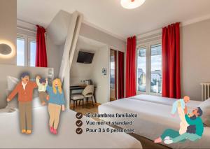 Un pat sau paturi într-o cameră la Hotel Kyriad Saint Malo Centre Plage