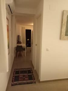 a hallway leading to a living room with a rug at Dormir entre limones, Casa de invitados en vivienda familiar in Dos Hermanas