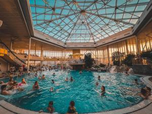 un groupe de personnes dans une piscine dans l'établissement Hotel Alinalex - Paradisul Acvatic, à Braşov