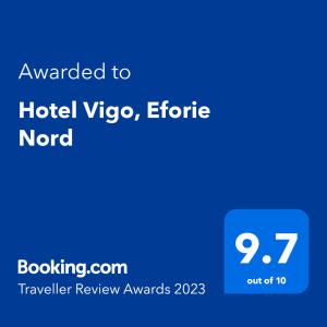 Hotel Vigo, Eforie Nord में दिखाया गया कोई प्रमाणपत्र, अवॉर्ड, हस्ताक्षर या कोई दूसरा दस्तावेज़