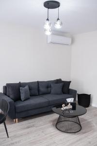 a living room with a couch and a table at TEILOR Apartments 5 in Floreşti