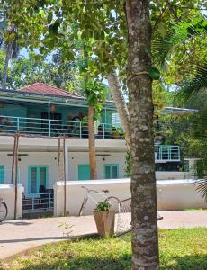 un vélo garé devant une maison dans l'établissement Molly's Hostel, à Varkala