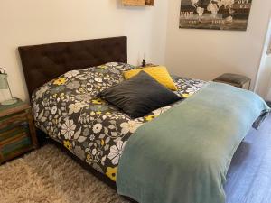 1 dormitorio con cama con almohada en Le Loft Vintage Epernay avec Netflix, Vélos, Parking gratuit, en Épernay