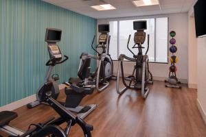 una palestra con diverse cyclette in una stanza di Holiday Inn Express Hotel & Suites Indianapolis Dtn-Conv Ctr, an IHG Hotel a Indianapolis