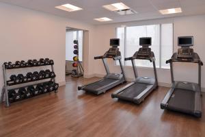 una palestra con tapis roulant e cyclette in una sala di Holiday Inn Express Hotel & Suites Indianapolis Dtn-Conv Ctr, an IHG Hotel a Indianapolis