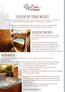 een flyer voor een wellnessresort met warmwaterbronnen en een foto van een hot tub bij CASA da CARMEN - Relax & Tradizione in Mezzolombardo