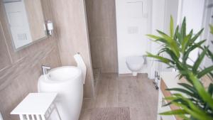 ein Bad mit einem WC und einem Waschbecken in der Unterkunft Chic Appart - Sauna privatif in Tourcoing