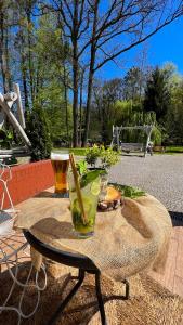 einen Tisch mit einem Drink darüber in der Unterkunft Szafirowy Dwór Hotel & Restauracja in Gliwice