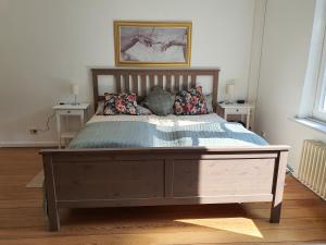 Cama ou camas em um quarto em Wohnen in der Bürgermeistervilla