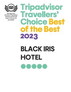 Black Iris Hotel tesisinde sergilenen bir sertifika, ödül, işaret veya başka bir belge