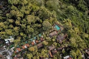 una vista aérea de un grupo de casas y árboles en Teja Lokha Ubud Villa, en Ubud