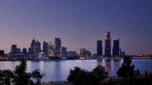 a view of a city skyline with a large body of water at DoubleTree by Hilton Windsor, ON in Windsor