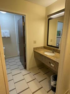 a bathroom with a sink and a mirror at Fairfield Inn and Suites by Marriott Potomac Mills Woodbridge in Woodbridge