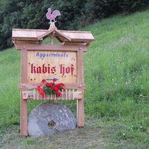 una señal en una roca con flores en ella en Agriturismo Kabishof, en Funes