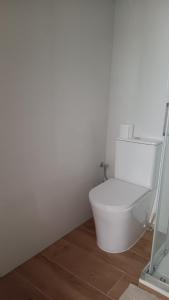 a bathroom with a white toilet in a room at El Colmenar Habitaciones in Madrid