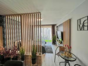 טלויזיה ו/או מרכז בידור ב-Villa Bauhaus Labi Garden wellness apartman