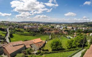 an aerial view of a town with buildings and trees at Casa Juancito in Santiago de Compostela